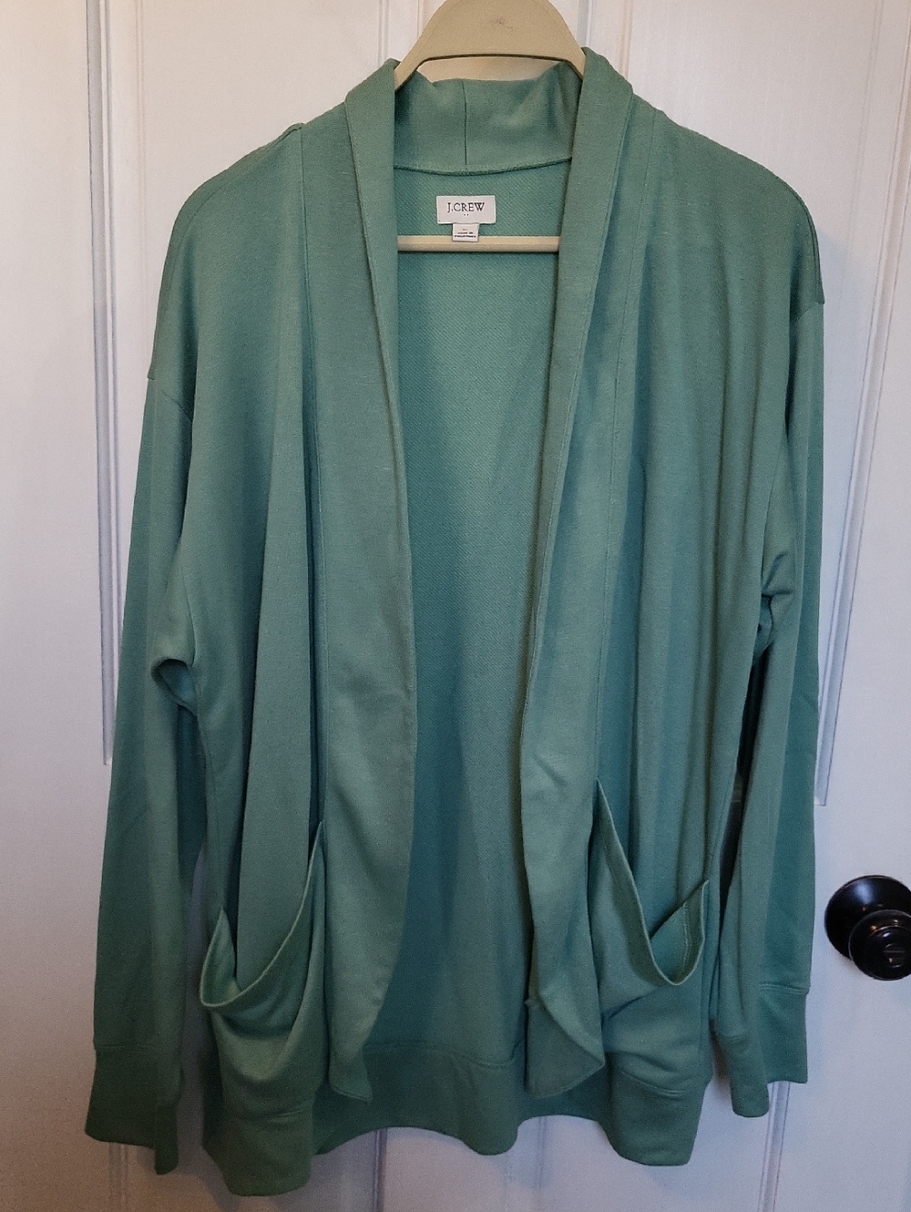 J. Crew Factory Mint Green Open-Front Draped Cardigan